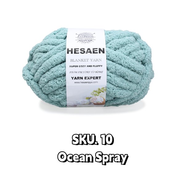 HESAEN CHUNKY BLANKET YARN SUPER THICK COZY AND SOFT (226G/25M), 10 OCEAN SPRAY