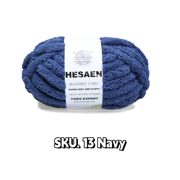 HESAEN CHUNKY BLANKET YARN SUPER THICK COZY AND SOFT (226G/25M), 13 NAVY