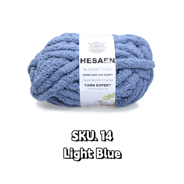 HESAEN CHUNKY BLANKET YARN SUPER THICK COZY AND SOFT (226G/25M), 14 LIGHT BLUE
