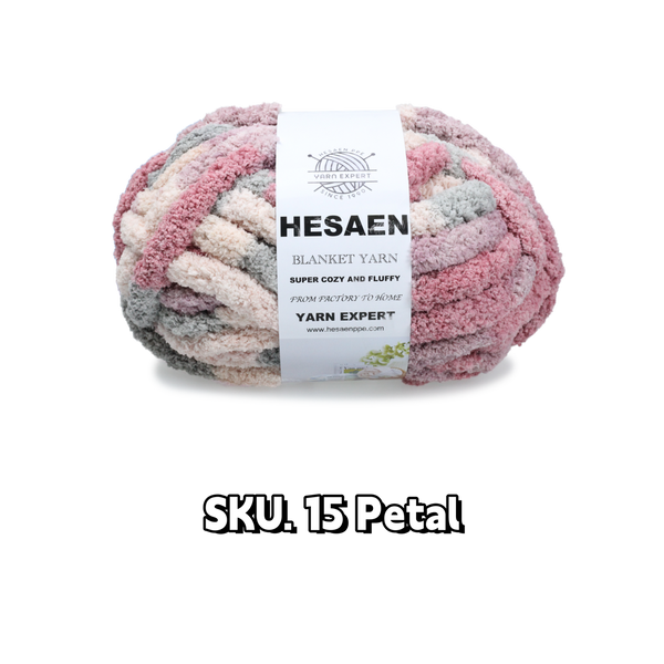 HESAEN CHUNKY BLANKET YARN SUPER THICK COZY AND SOFT (226G/25M), 15 PETAL