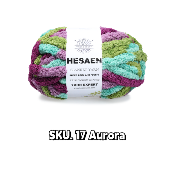 HESAEN CHUNKY BLANKET YARN SUPER THICK COZY AND SOFT (226G/25M), 17 AURORA