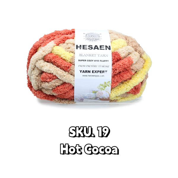 HESAEN CHUNKY BLANKET YARN SUPER THICK COZY AND SOFT (226G/25M), 19 HOT COCOA