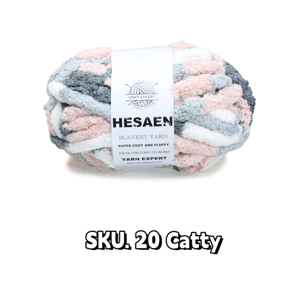 HESAEN CHUNKY BLANKET YARN SUPER THICK COZY AND SOFT (226G/25M), 20 CATTY