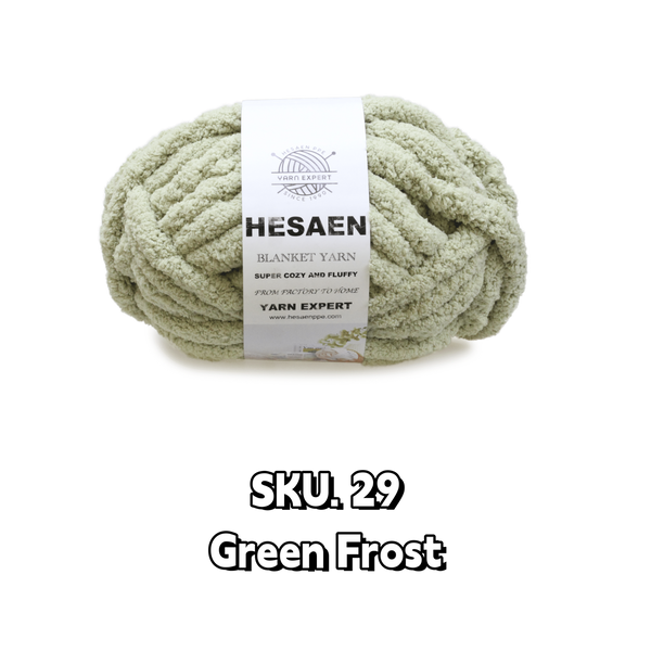 HESAEN CHUNKY BLANKET YARN SUPER THICK COZY AND SOFT (226G/25M), 29 GREEN FROST