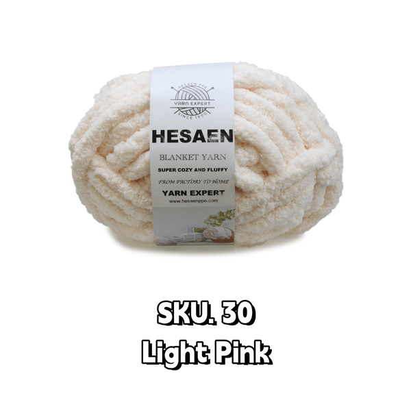 HESAEN CHUNKY BLANKET YARN SUPER THICK COZY AND SOFT (226G/25M), 30 LIGHT PINK