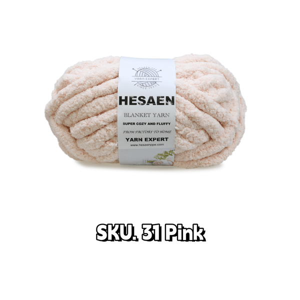 HESAEN CHUNKY BLANKET YARN SUPER THICK COZY AND SOFT (226G/25M), 31 PINK