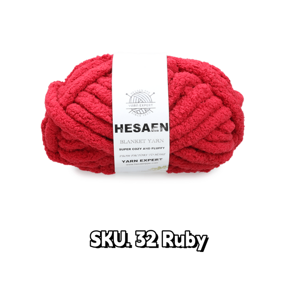 HESAEN CHUNKY BLANKET YARN SUPER THICK COZY AND SOFT (226G/25M), 32 RUBY