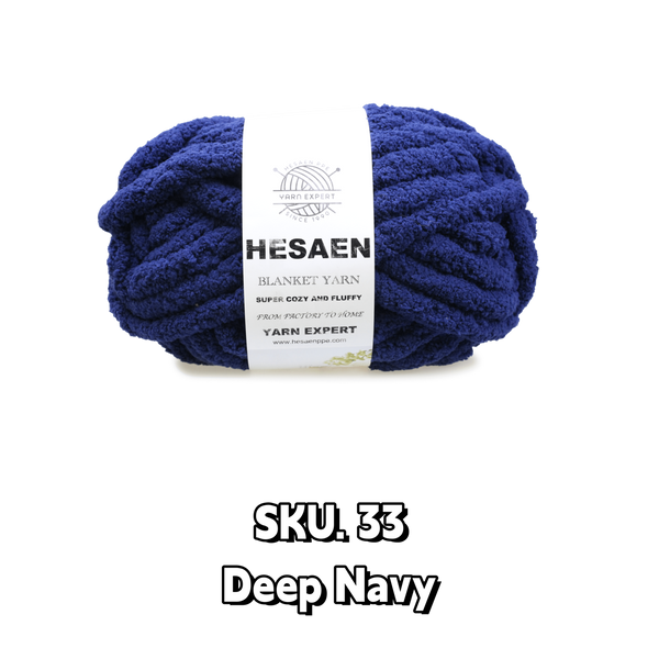 HESAEN CHUNKY BLANKET YARN SUPER THICK COZY AND SOFT (226G/25M), 33 DEEP NAVY
