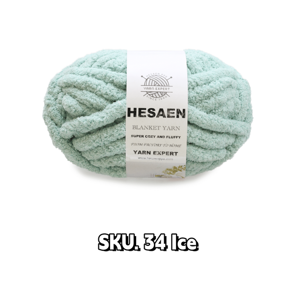 HESAEN CHUNKY BLANKET YARN SUPER THICK COZY AND SOFT (226G/25M), 34 ICE