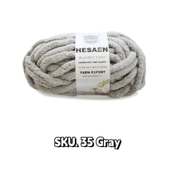 HESAEN CHUNKY BLANKET YARN SUPER THICK COZY AND SOFT (226G/25M), 35 GRAY