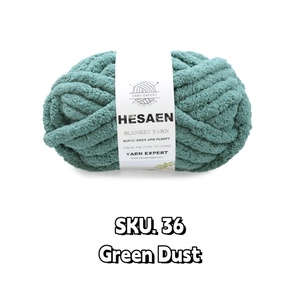 HESAEN CHUNKY BLANKET YARN SUPER THICK COZY AND SOFT (226G/25M), 36 GREEN DUST