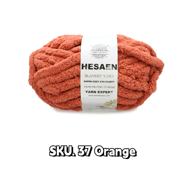 HESAEN CHUNKY BLANKET YARN SUPER THICK COZY AND SOFT (226G/25M), 37 ORANGE