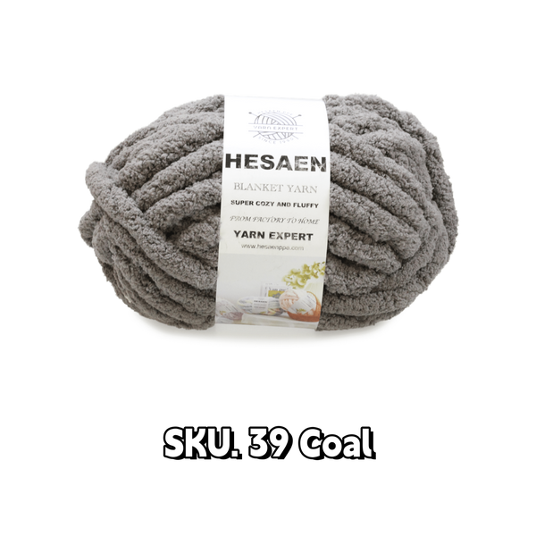 HESAEN CHUNKY BLANKET YARN SUPER THICK COZY AND SOFT (226G/25M), 39 COAL