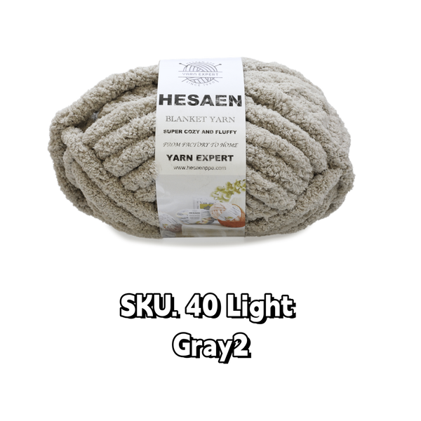 HESAEN CHUNKY BLANKET YARN SUPER THICK COZY AND SOFT (226G/25M), 40 LIGHT GRAY 2