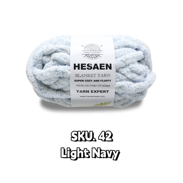 HESAEN CHUNKY BLANKET YARN SUPER THICK COZY AND SOFT (226G/25M), 42 LIGHT NAVY