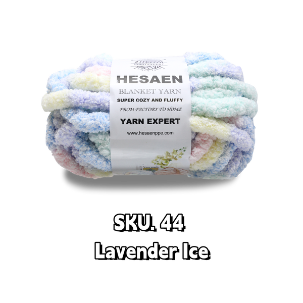 HESAEN CHUNKY BLANKET YARN SUPER THICK COZY AND SOFT (226G/25M), 44 LAVENDER ICE