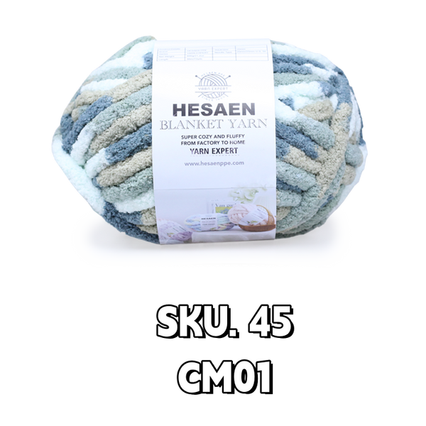 HESAEN CHUNKY BLANKET YARN SUPER THICK COZY AND SOFT (226G/25M), 45 CUSTOMIZED MIXED COLOR CM01