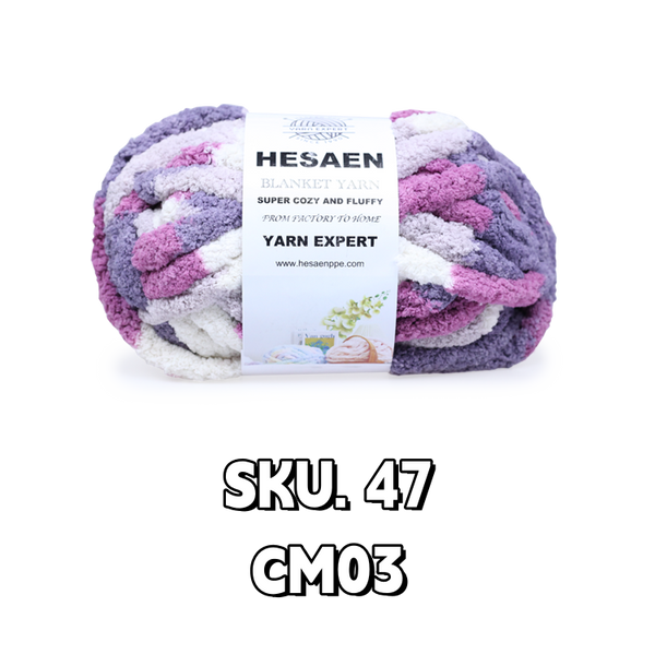 HESAEN CHUNKY BLANKET YARN SUPER THICK COZY AND SOFT (226G/25M), 47 CUSTOMIZED MIXED COLOR CM03