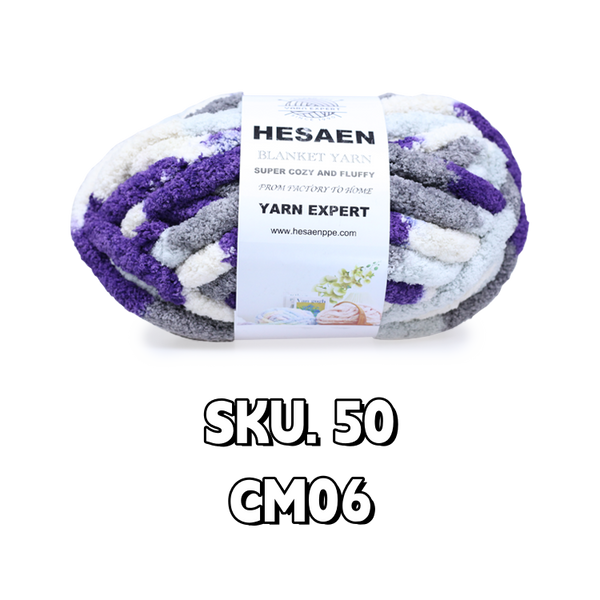 HESAEN CHUNKY BLANKET YARN SUPER THICK COZY AND SOFT (226G/25M), 50 CUSTOMIZED MIXED COLOR CM06