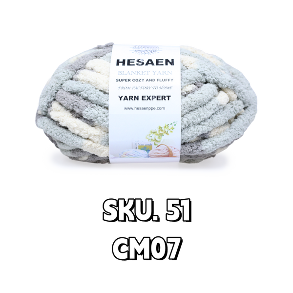 HESAEN CHUNKY BLANKET YARN SUPER THICK COZY AND SOFT (226G/25M), 51 CUSTOMIZED MIXED COLOR CM07