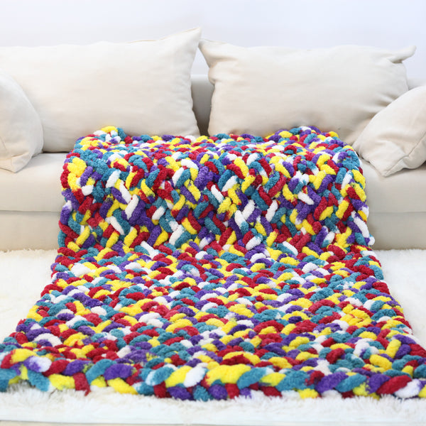SUPER COZY HESAEN CHUNKY YARN BLANKET (TWILL PATTERN)